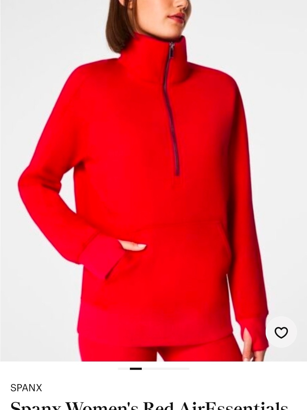 SPANX Red Half-Zip Cowl Neck Pullover